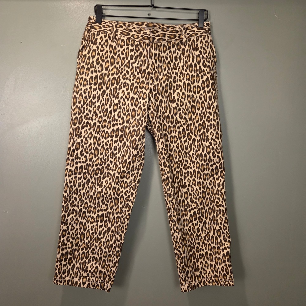 Tommy Bahama Women's Leopard Print Cropped Pants Straight Leg, Size 10